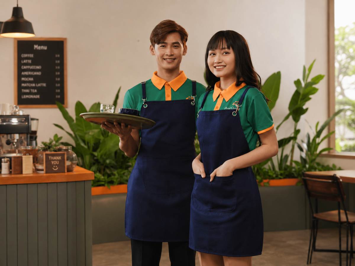 Đồng phục quán trà sữa tạp dề áo thun mang đến vẻ ngoài chuyên nghiệp cho đội ngũ nhân viên