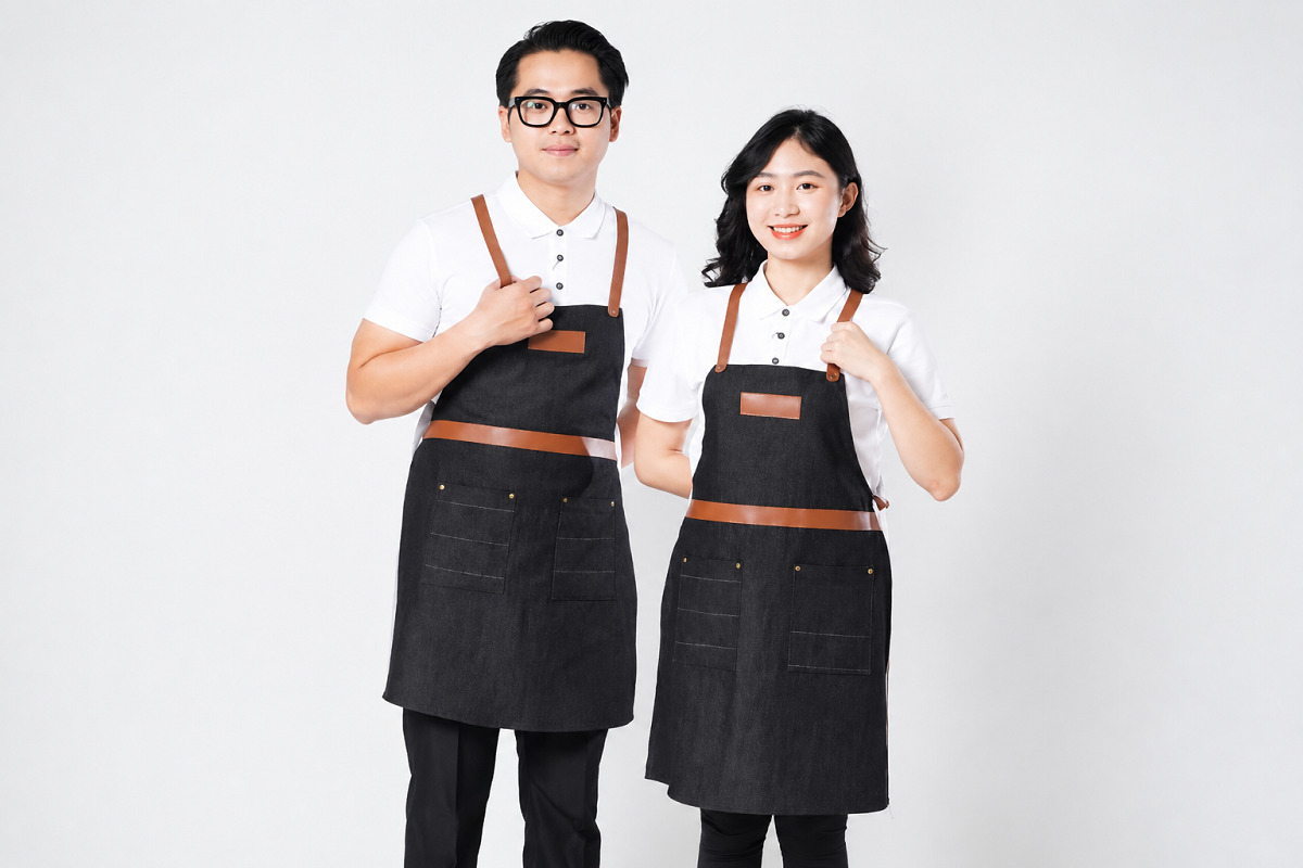 Mẫu tạp dề được thiết kế theo kiểu dáng yếm dài