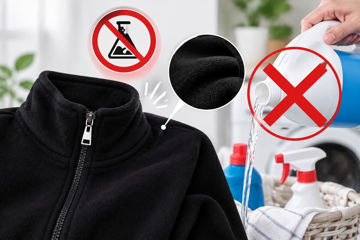 Tuyệt đối không sử dụng chất liệu tẩy mạnh với áo nỉ đen