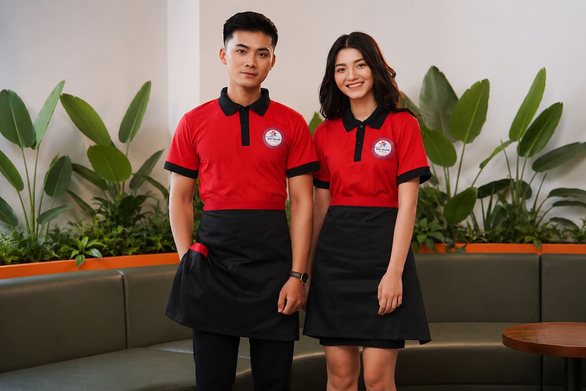 Đồng phục áo polo mang đến sự thoải mái cho nhân viên phục vụ 
