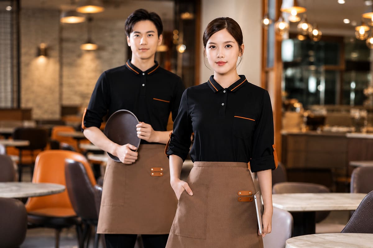 Đồng phục nhà hàng buffet nên chọn tối màu và có độ co giãn tốt