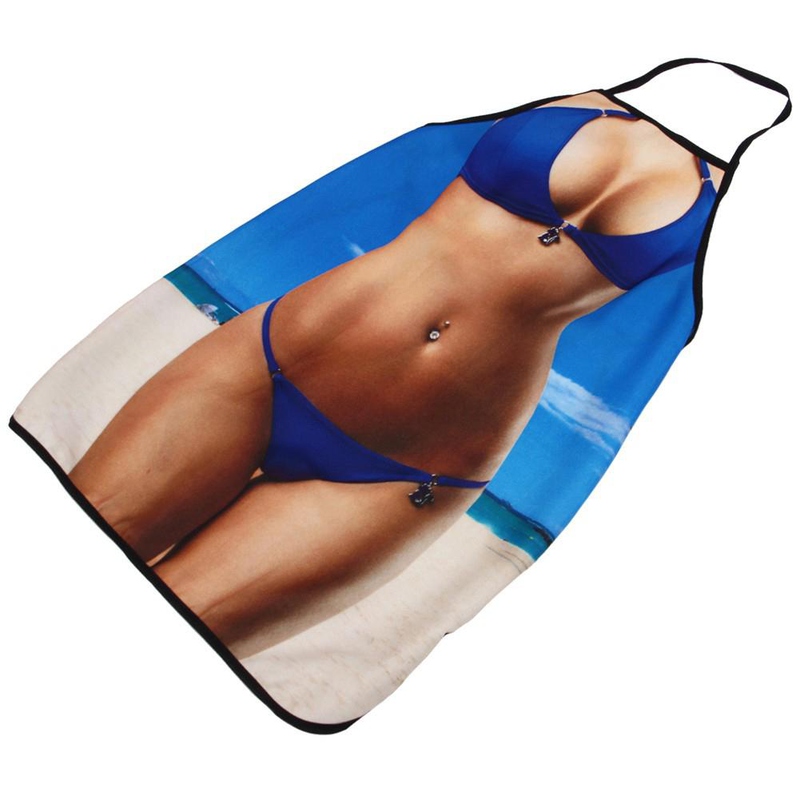 Tạp dề in hình bikini đơn sắc rất đơn giản