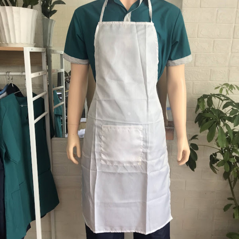 Tạp dề phòng sạch dạng yếm thường che phủ phần phía trước cơ thể