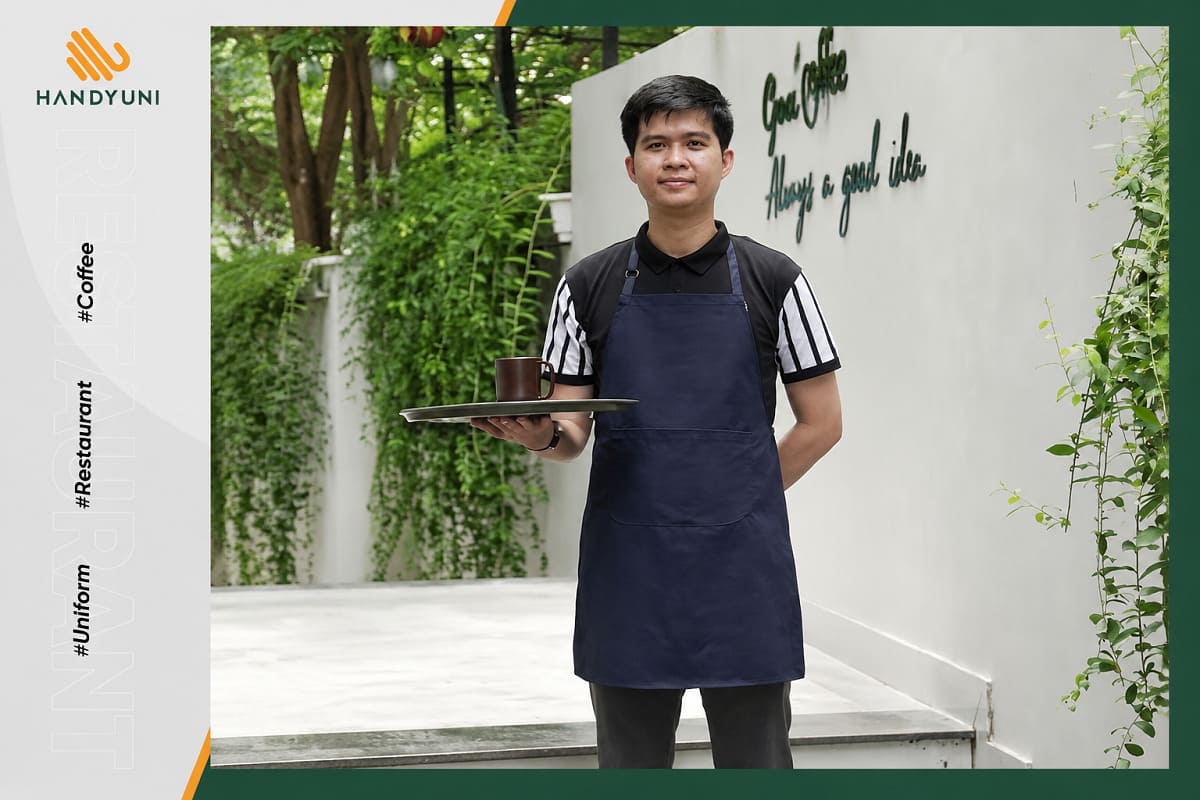 Tạp dề sử dụng màu xanh than sang trọng
