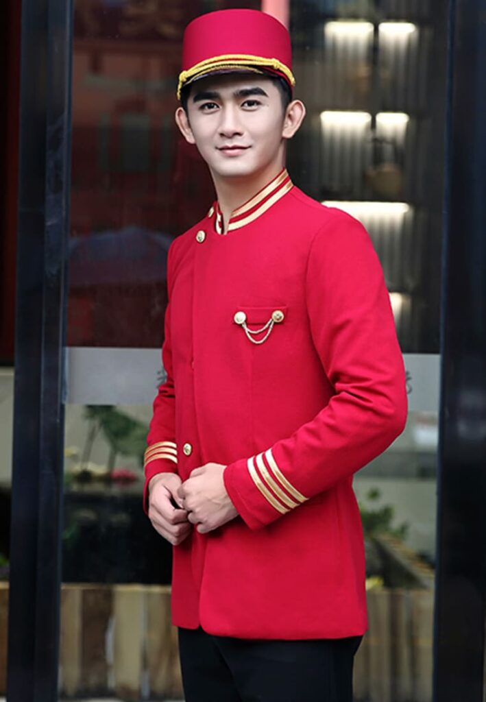 Thông tin chi tiết mẫu đồng phục Bellman màu đỏ phối vàng