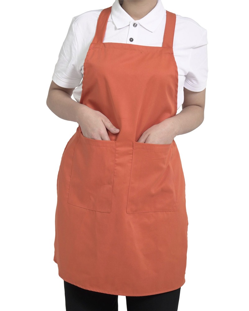 Đồng phục tạp dề màu cam vải kaki dáng xuông