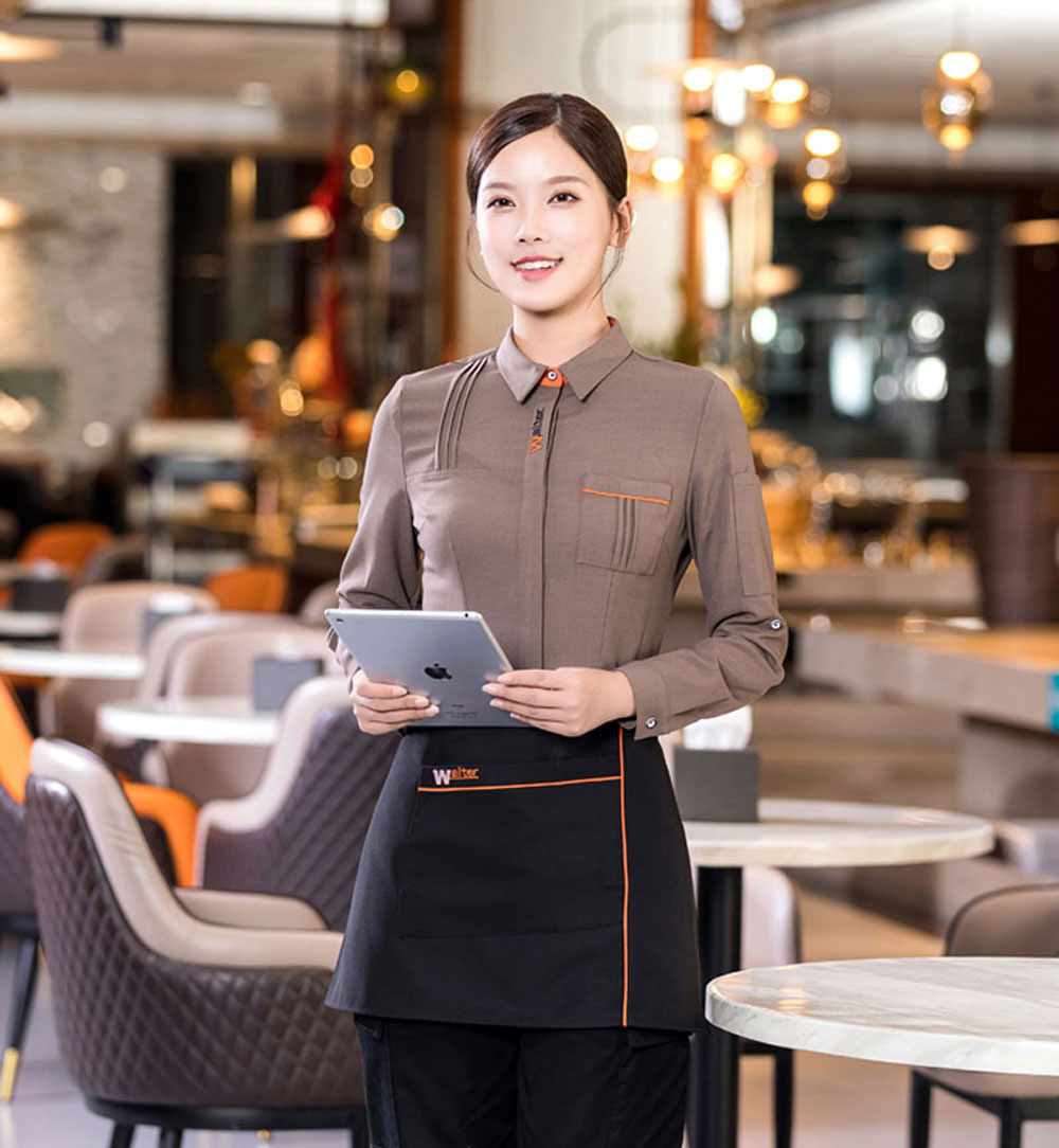 ao-so-mi-nhan-vien-nha-hang-ava áo sơ mi đồng phục nhân viên nhà hàng màu be