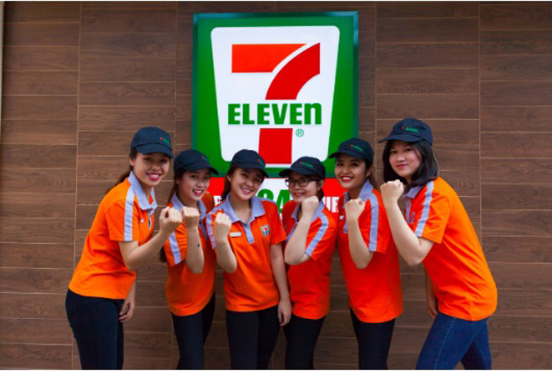Mẫu đồng phục nhà hàng 7 Eleven màu cam