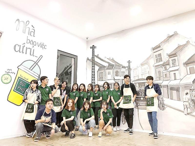 Tạp dề yếm đồng phục Trà Chanh Bụi Phố