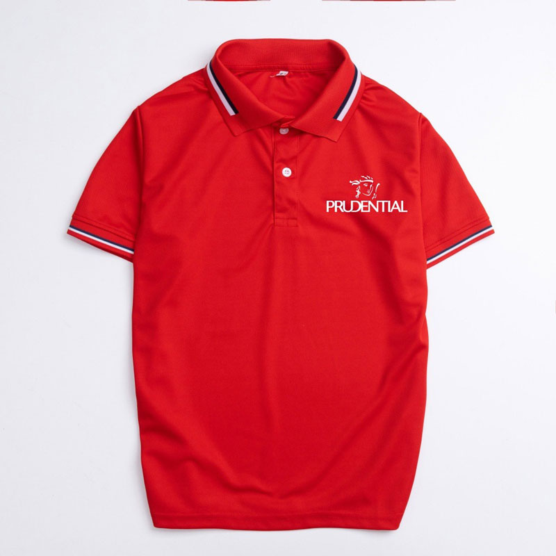 Áo phông có cổ đồng phục Prudential màu đỏ