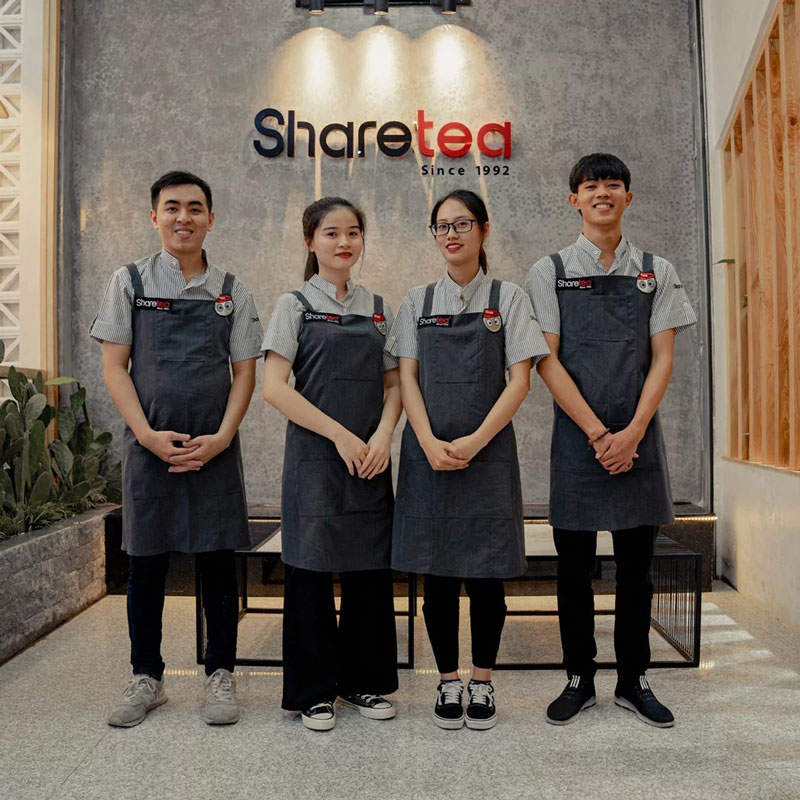 Mẫu đồng phục sơ mi kẻ sọc năng động Sharetea