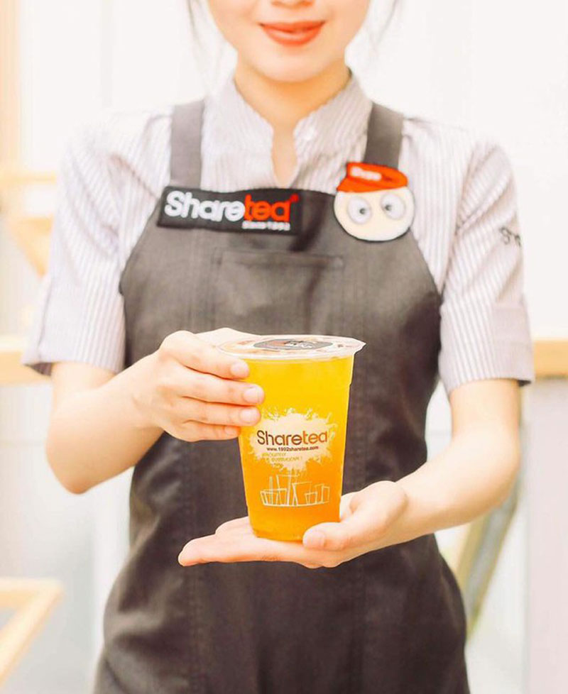 May đồng phục quán trà sữa Sharetea chất lượng