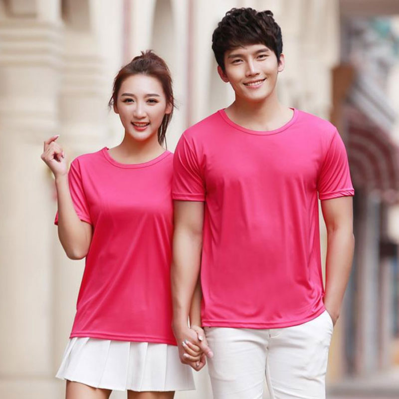 Đồng phục áo thun cổ tròn màu hồng