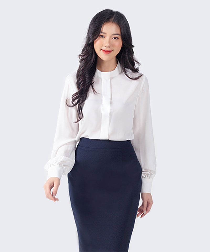 Đồng phục áo sơ mi công sở cổ tàu