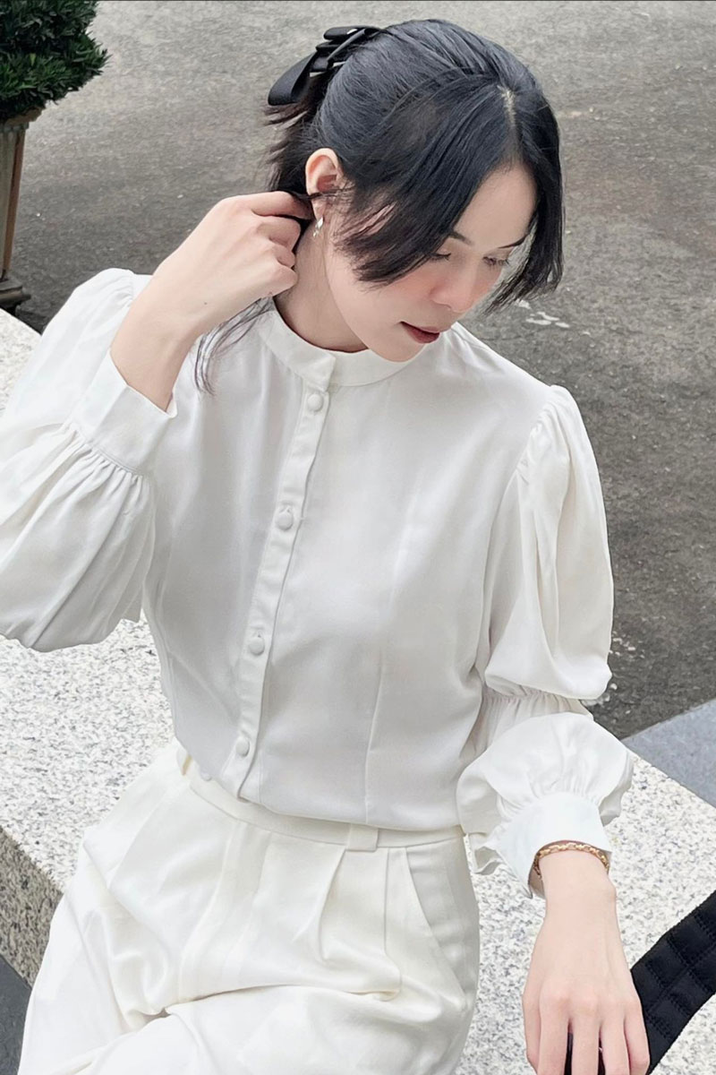 Đồng phục sơ mi nữ tay phồng công sở