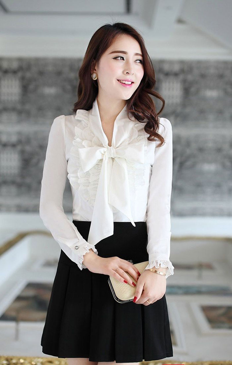 Áo sơ mi nữ đồng phục công sở cổ nơ