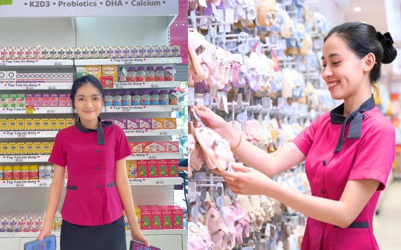 Áo sơ mi cho quản lý siêu thị mẹ và bé