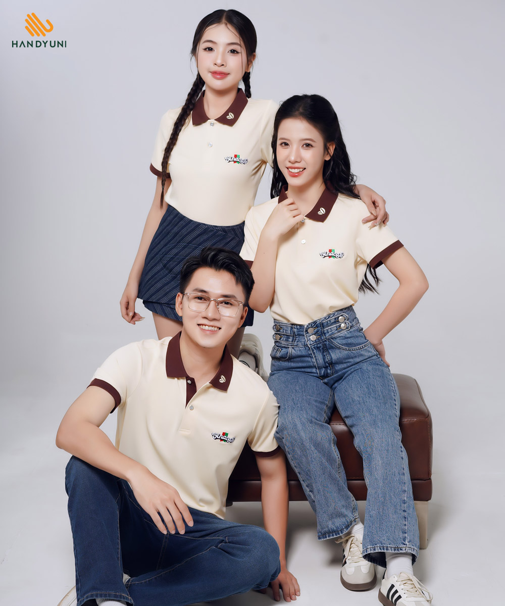 May đồng phục cổ thêu logo Vinacafe