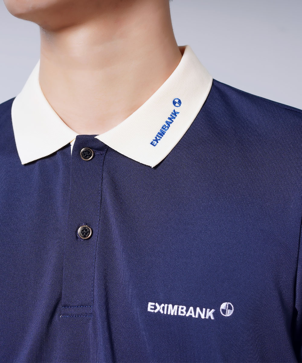 Đồng phục Eximbank thêu logo cổ