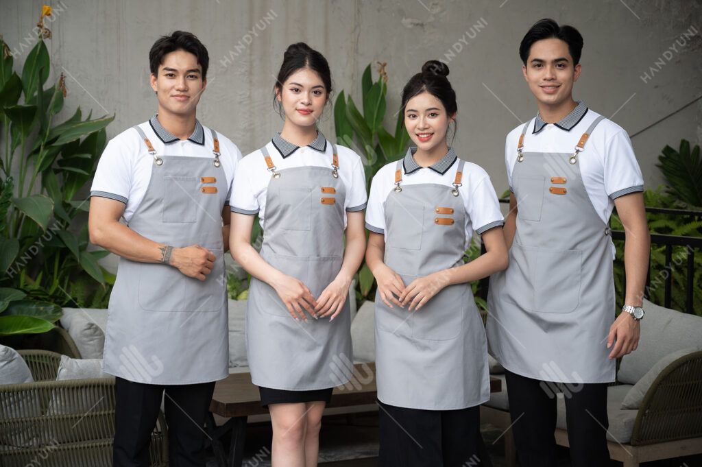 Mẫu tạp dề đồng phục fnb bền đẹp, dễ vệ sinh