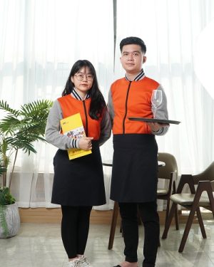 Áo khoác nỉ đồng phục màu cam phối xám