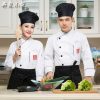 Áo bếp trắng mũ đen tạp dề đen