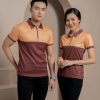 Áo thun đồng phục cam phối nâu