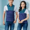 Áo thun đồng phục xanh phối trắng