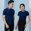 Áo thun đồng phục xanh tím than phối cổ họa tiết