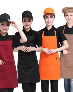 Combo áo thun màu đen mũ và tạp dề nhiều màu