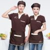 Combo áo thun cổ V phối viền trắng kết hợp mũ và tạp dề ngắn