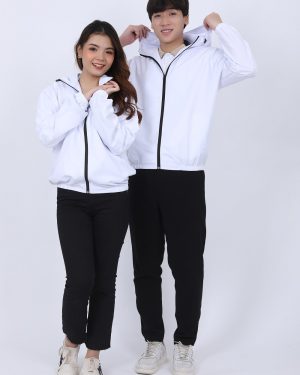 Đồng phục áo chống gió màu trắng