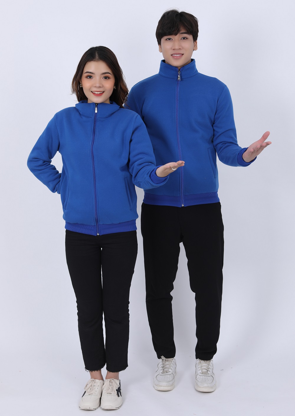 Đồng phục áo khoác nỉ màu xanh dương