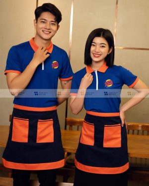 Đồng phục tạp dề McDonal’s kết hợp áo thun trẻ trung màu xanh cam
