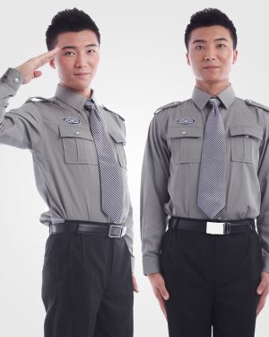 Đồng phục bảo vệ khách sạn màu xám phối cà vạt