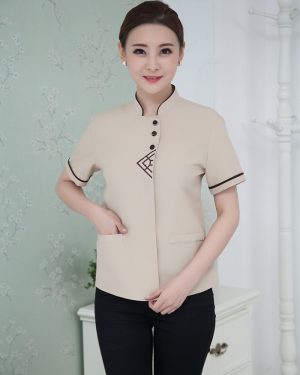 Đồng phục buồng phòng khách sạn màu be