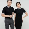 Đồng phục cửa hàng điện tử điện lạnh màu đen phối cổ caro