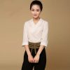 Đồng phục massage áo trắng phối quần đen