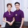 Đồng phục nhà hàng Thái Lan cộc tay màu tím phối quần đen