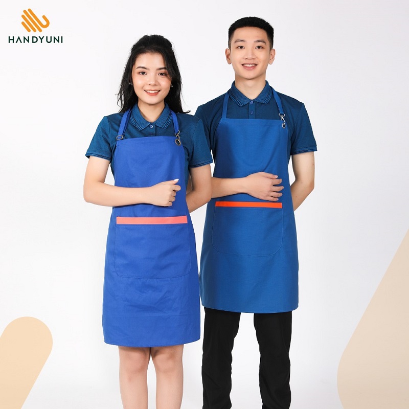 Mẫu đồng phục salon tóc màu xanh 
