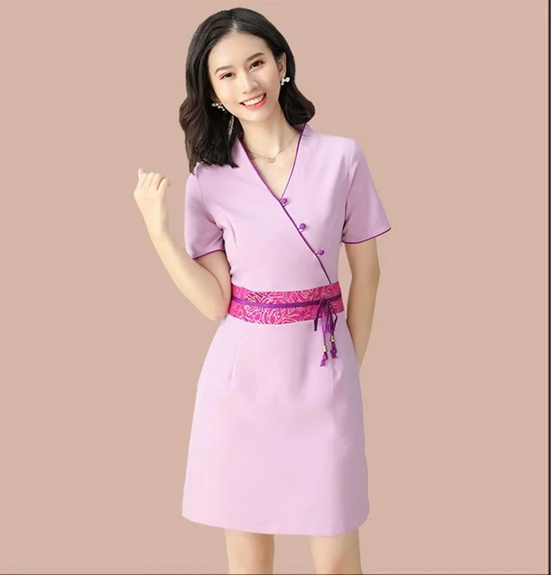 Đồng phục spa màu tím hiện đại