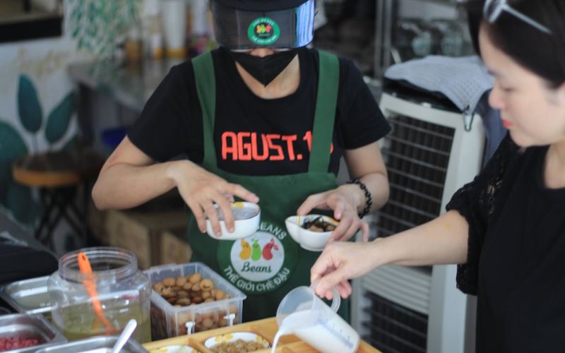 may đồng phục quán chè