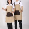 tạp dề cà phê màu be phối túi nâu