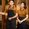 đồng phục tạp dề cà phê màu đen dạng yếm và dạng ngang hông