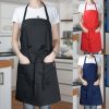 Tạp dề cắt tóc dạng yếm kết hợp hai túi và dây cột eo phía trước