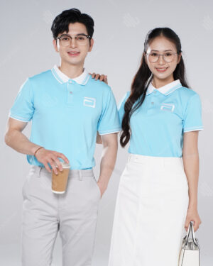 Áo polo đồng phục công ty màu xanh pastel
