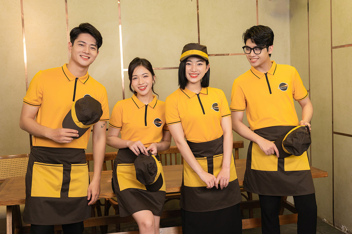 Combo bộ đồng phục nhà hàng chất vải bền đẹp, thoáng mát