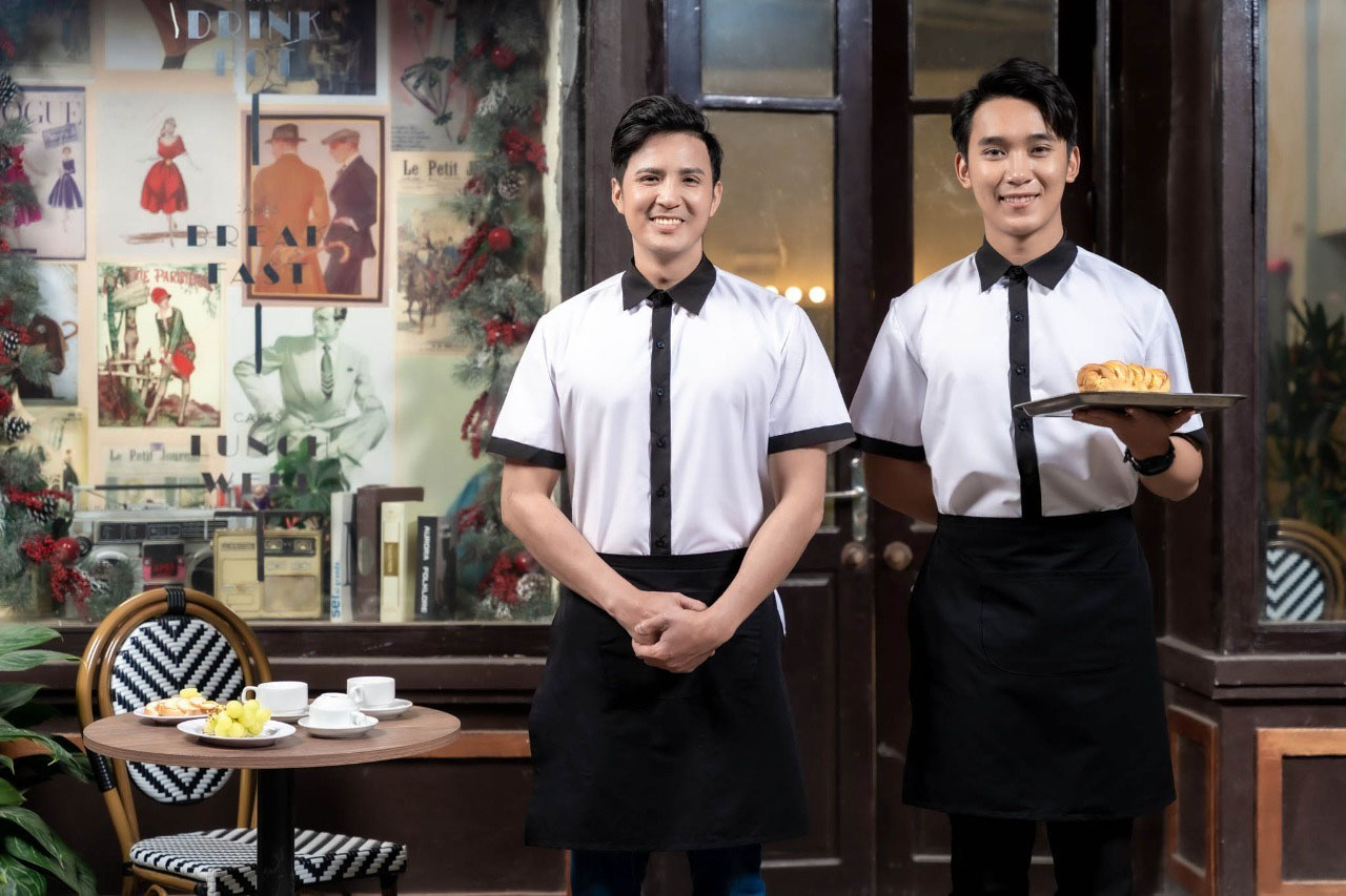 Mẫu tạp dề nhà hàng thiết kế tiện lợi, gọn gàng khi mặc, chất vải bền màu, thoáng mát