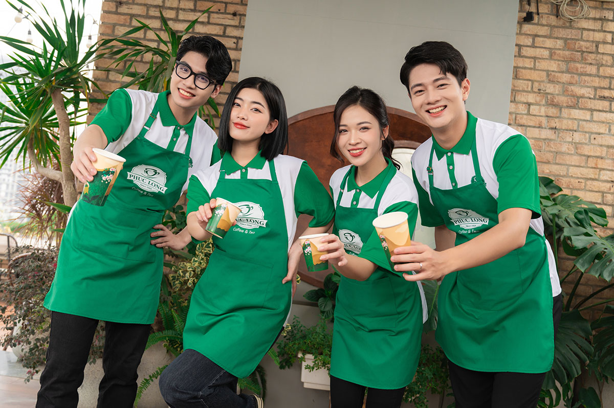 Combo đồng phục quán tea thiết kế chuẩn nhận diện