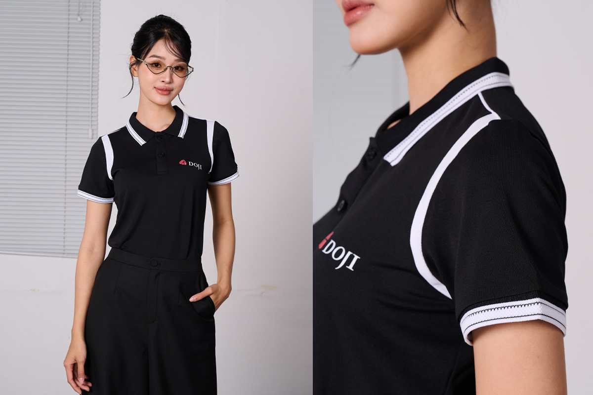 Logo đặt đúng vị trí, dễ nhìn khi mặc